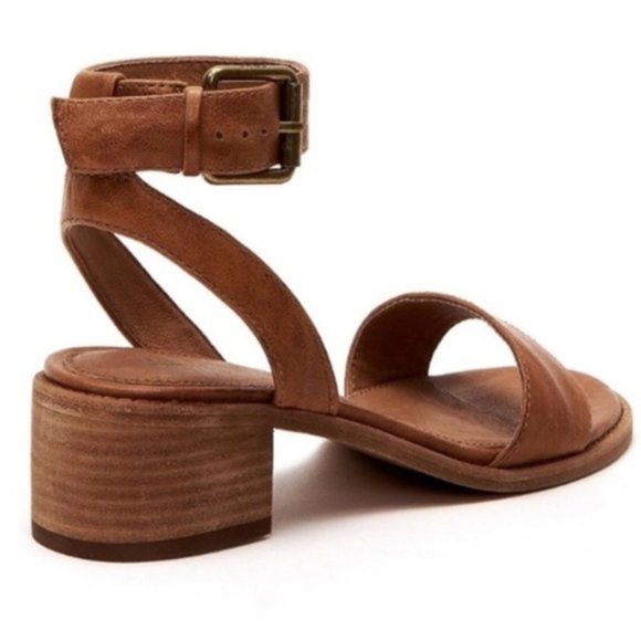 Frye Cindy Cognac Leather Casual Heel Ankle Sandal - Picture 6 of 11